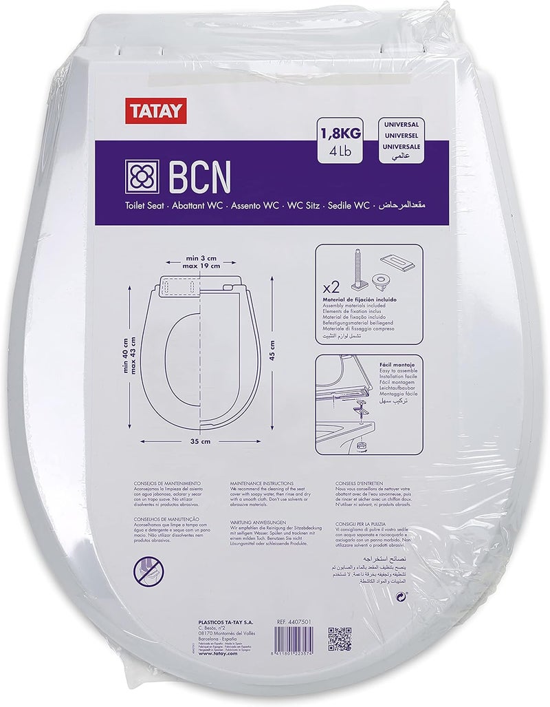 TATAY BCN Toilet Seat - White Polypropylene - Image 2